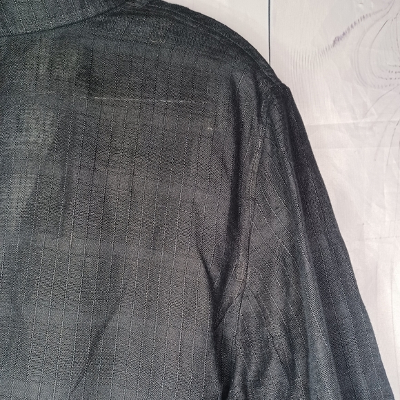 Eileen Fisher 3/4 Sleeve Black Striped Plaid 100% Linen Button-Up Blazer - Picture 14 of 14